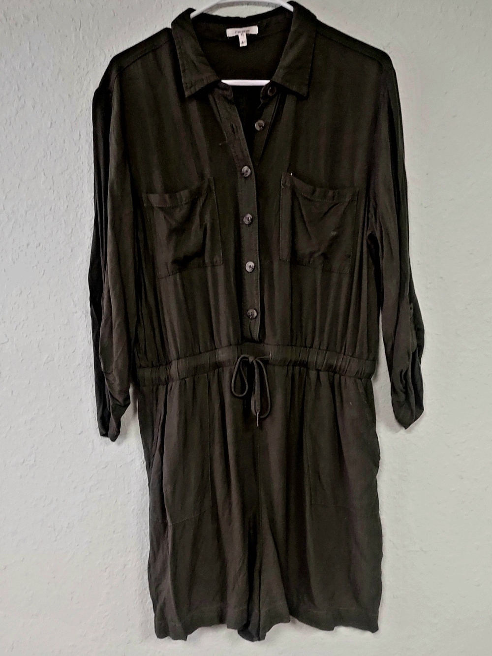 Women's Olive Utility Drawstring Romper